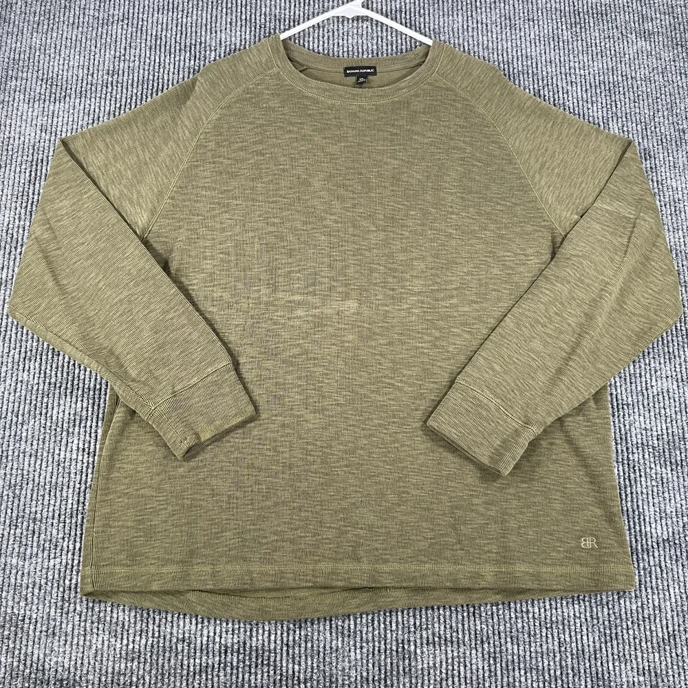 Banana‎ Republic Mens Sweater 2XL XXL Green Long Sleeve Lightweight Warm Soft